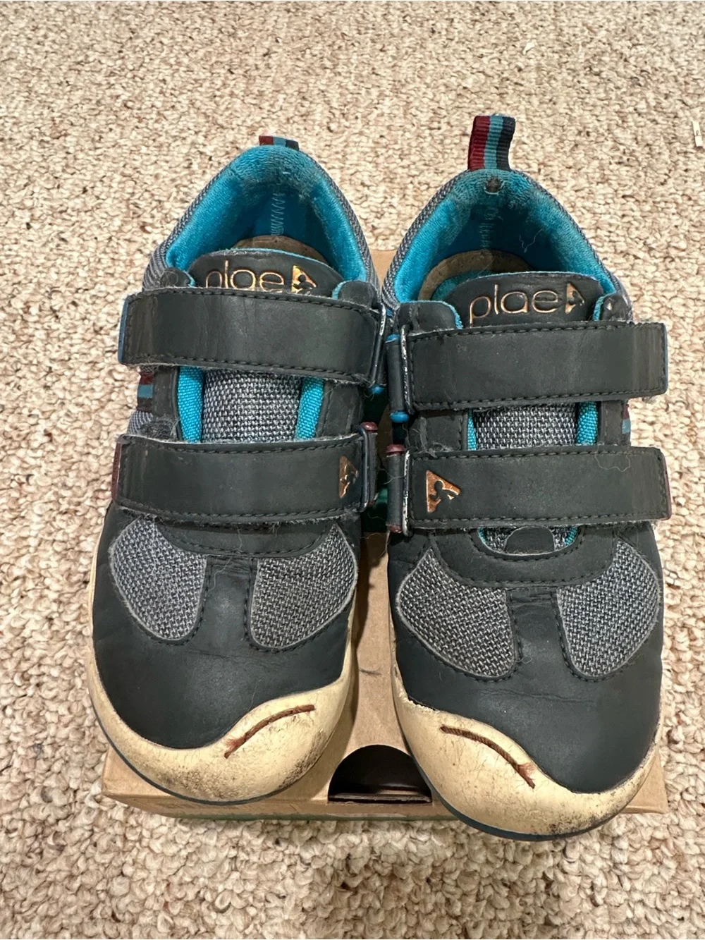 PLAE Kids Dark Gray Sneakers with Teal Accents